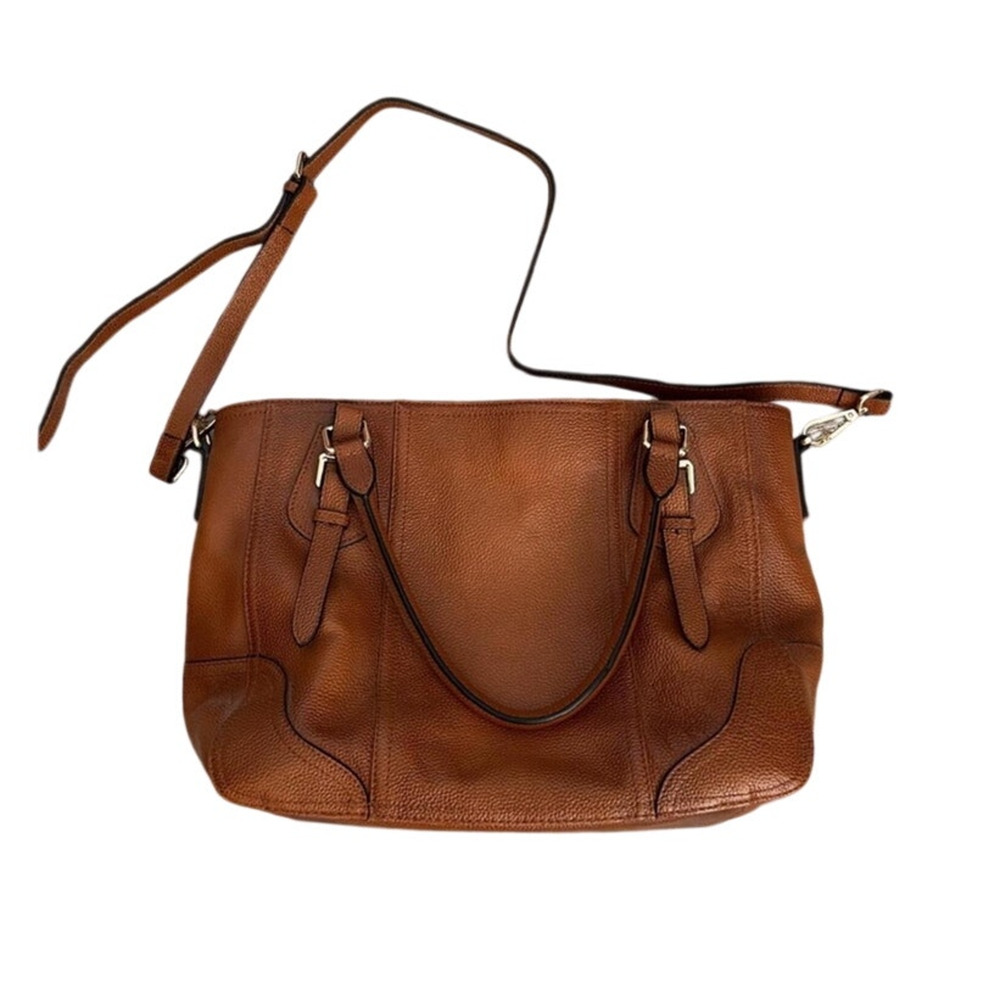 Vintage Y2K Kattee Leather Tote Bag Saddle Brown Shoulder Distressed Boho Luxury - Picture 2 of 16